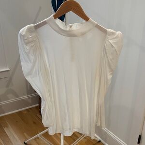 Nation LTD White Puff Shoulder Long Sleeve Top